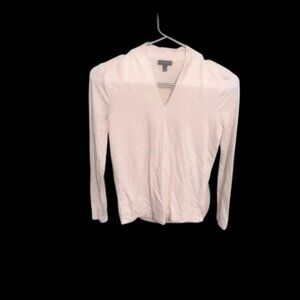 Talbots Petites Long Sleeve V-Neck Top – Ivory – Size P